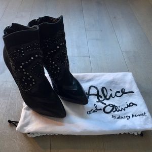 Alice + Olivia Denby Studded Leather, Suede Bootie